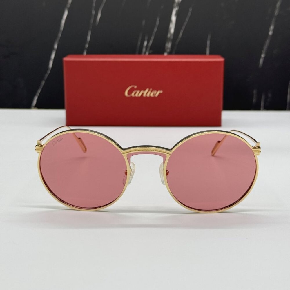 NEW  CARTIER CT0274S 003 CARTIER GOLD/RED TITANIUM WOMEN CARTIER SUNGLASSES